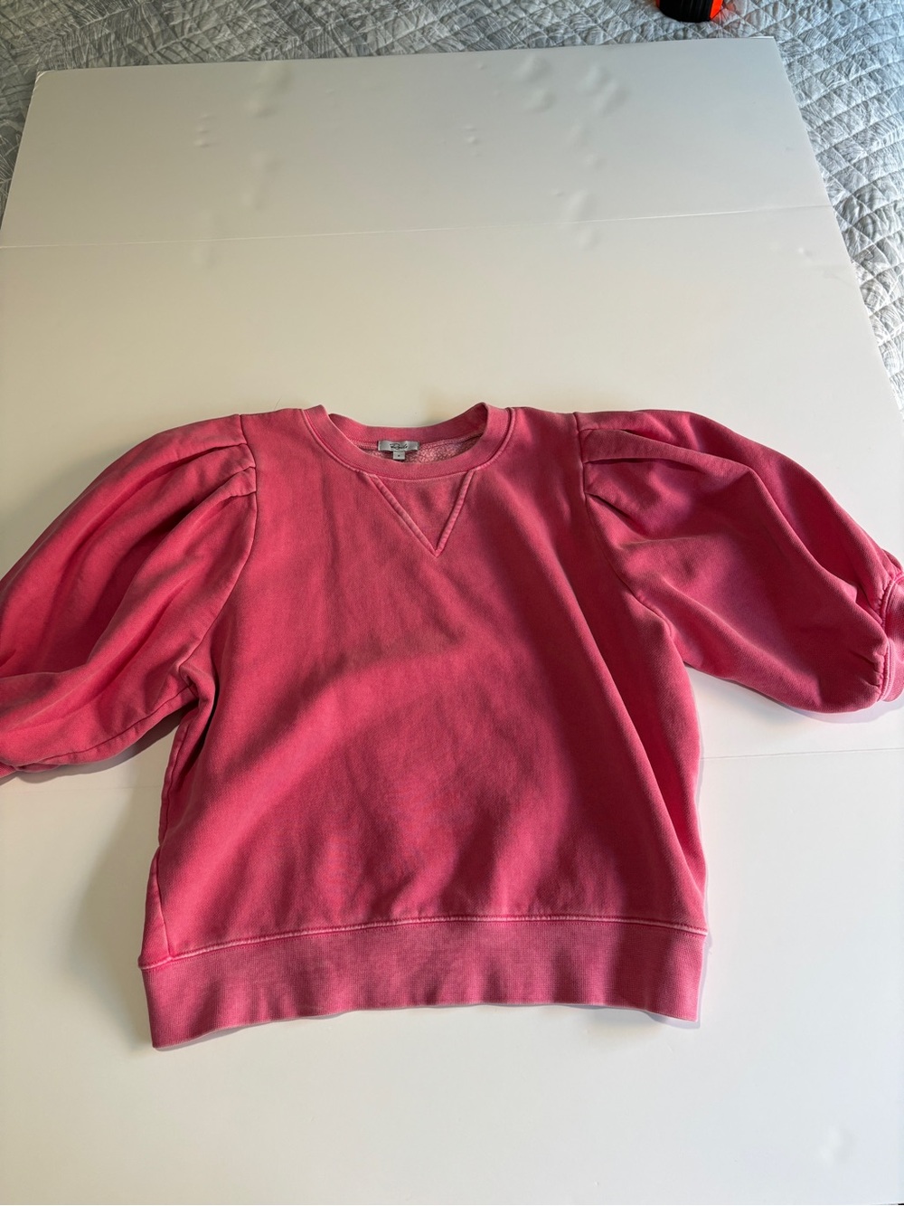 Rails Camy Hibiscus Pink Puff Sleeve Crew Neck Sweatshirt - Small